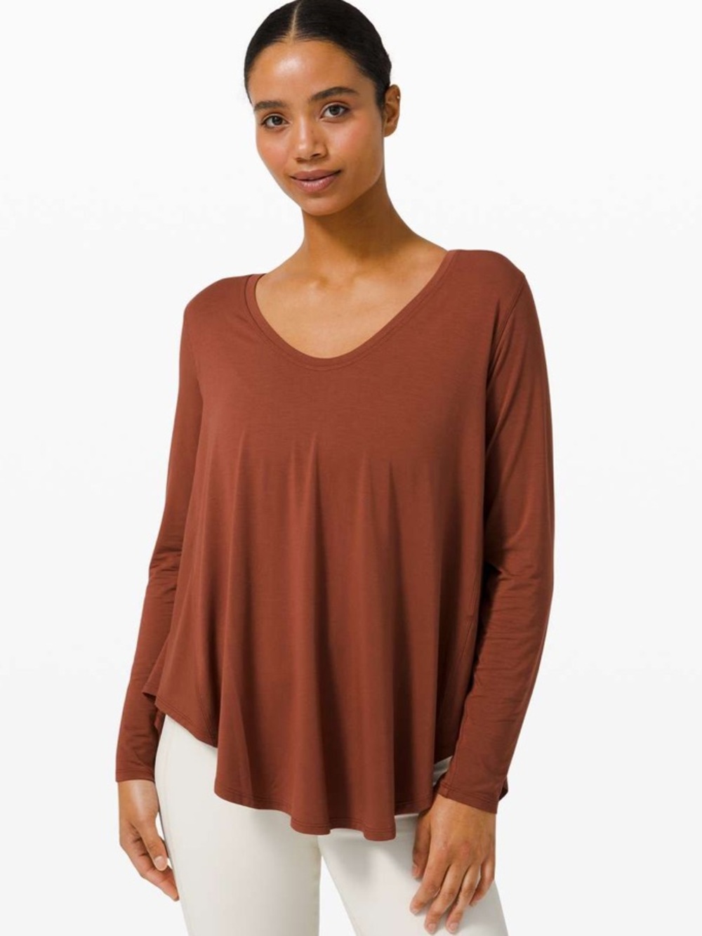 lululemon athletica Long Sleeve Scoop Neck Top - Dark Terracotta